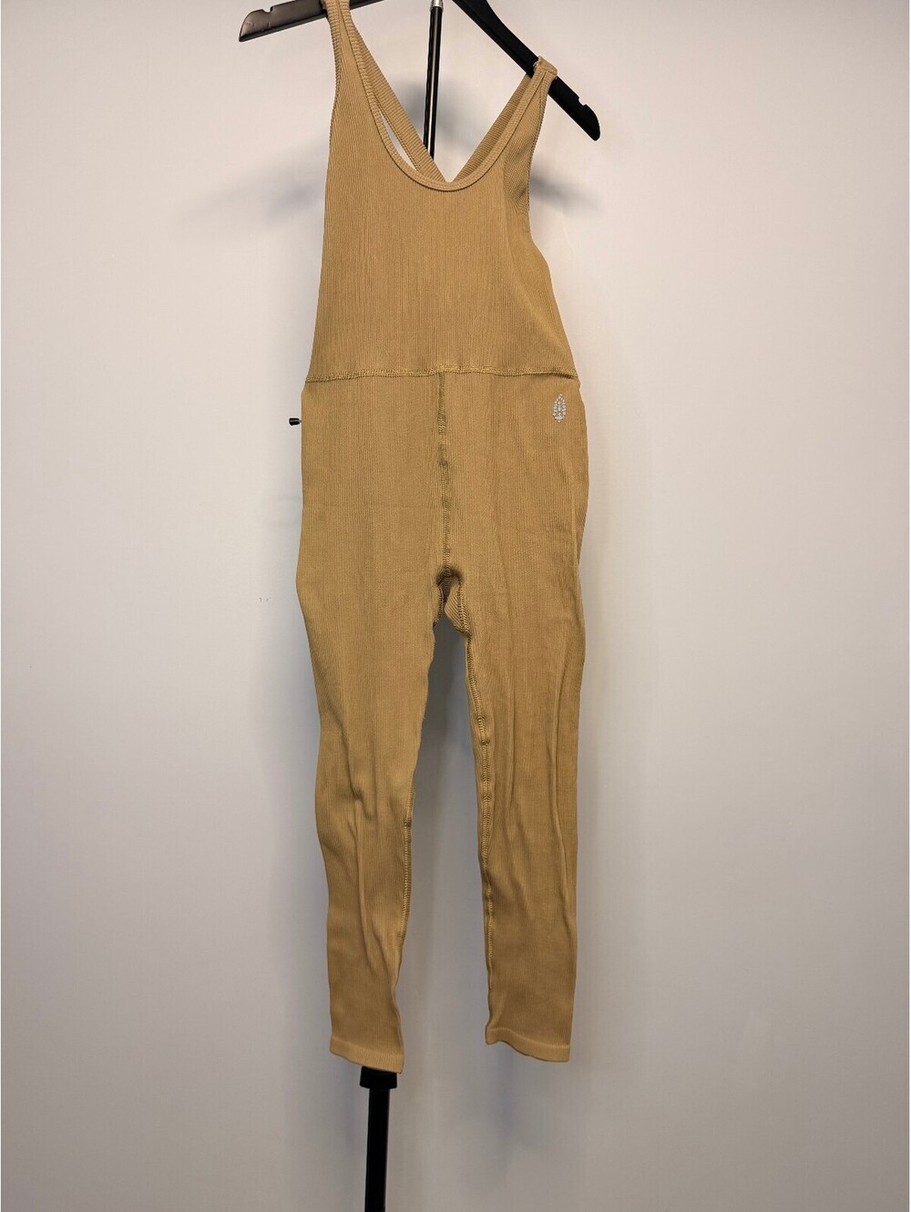 To Movement Tan Ribbed Jumpsuit with Cross Back Straps